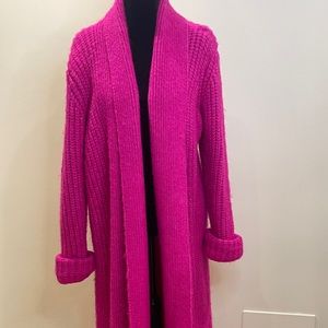 Bright fuchsia knit coat, color is beautiful and vibrant